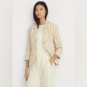 Ralph Lauren charming pink floral striped blazer EUC 16